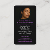 Purple Esthetician QR Code Luxury Black Beauty Visitenkarte (Rückseite)