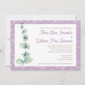 Purple Eucalyptus Floral Wedding Invitation Einladung (Vorderseite)