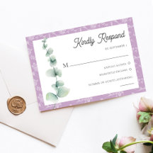 Purple Eucalyptus Floral Wedding RSVP Card