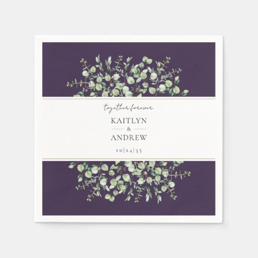 Purple Eucalyptus Together Forever Wedding  Serviette (Vorderseite)