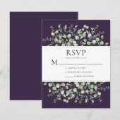 Purple Eucalyptus Wedding RSVP Karte (Vorne/Hinten)
