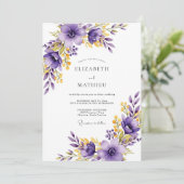 Purple Exquisite Spring Wedding Einladung (Stehend Vorderseite)