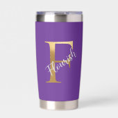 Purple F, Flourish Travel Tumbler Thermobecher (Vorderseite)