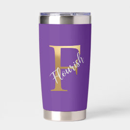 Purple F, Flourish Travel Tumbler Thermobecher