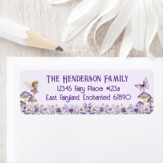 Purple Fairy Party Return Address Label (Insitu)