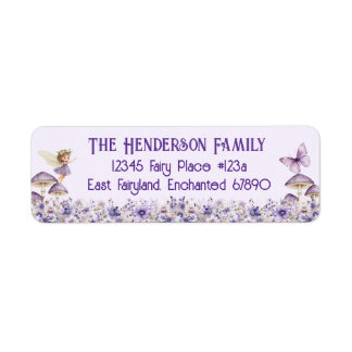 Purple Fairy Party Return Address Label