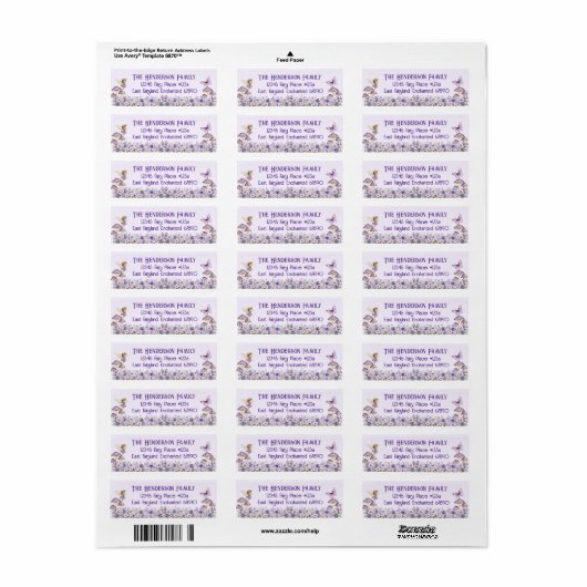 Purple Fairy Party Return Address Label (Vorne)