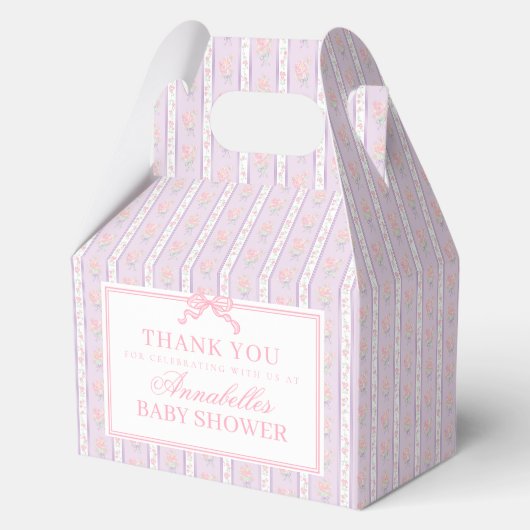 Purple Fancy Floral Baby Shower Gable Favor Geschenkschachtel (Vorderseite)