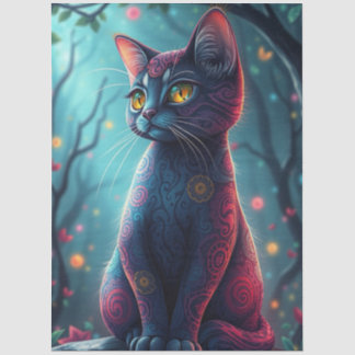 Purple Fantasy Cat  Seidenpapier