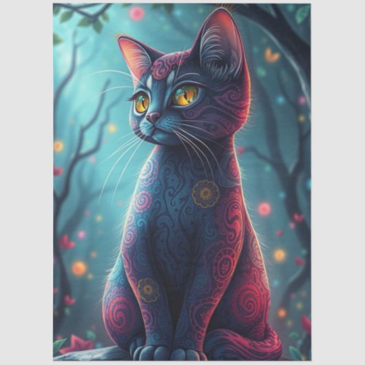 Purple Fantasy Cat  Seidenpapier (Vorderseite)