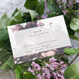 Purple Fantasy Floral Rose Wedding RSVP Card