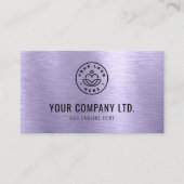 Purple Faux Brushed Metal Professional QR Code Visitenkarte (Vorderseite)