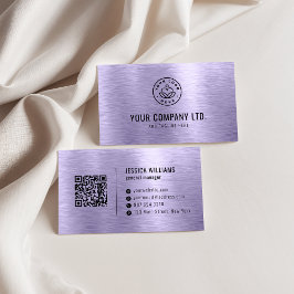Purple Faux Brushed Metal Professional QR Code Visitenkarte