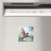 Purple Finch in flight Magnet (In Situ (Geschirrspüler))