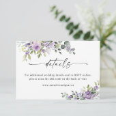 Purple Floers Wedding Website QR Code Details  Begleitkarte (Stehend Vorderseite)