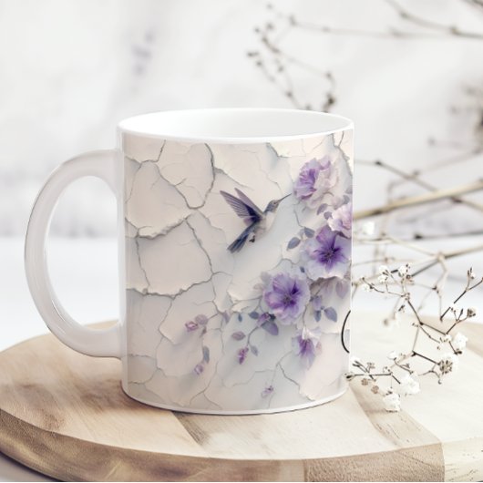 Purple Floral Add Name Hummingbird Coffee Mug Kaffeetasse