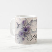 Purple Floral Add Name Hummingbird Coffee Mug Kaffeetasse (Vorderseite Links)