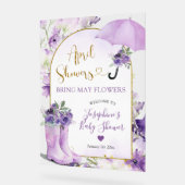 Purple Floral April Showers Welcome Acrylschild (Winkel)