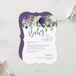Purple Floral Baby Girl Shower Bracket Einladung