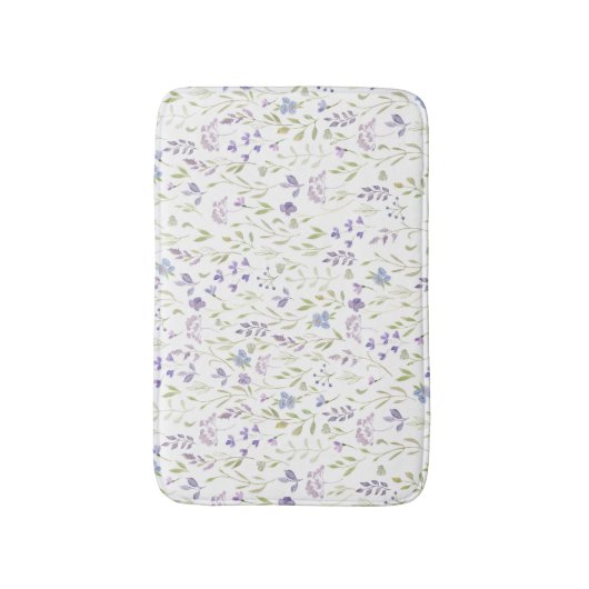 Purple Floral Bath Mat Badematte (Vorderseite Vertikal)