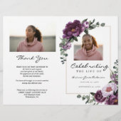 Purple Floral Bi-Fold Funeral Program Template Flyer (Vorne)