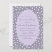 Purple Floral Birthday Einladung (Vorderseite)