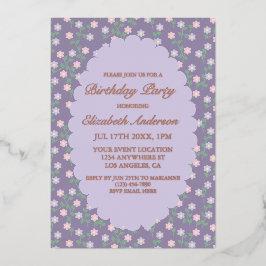 Purple Floral Birthday Folieneinladung