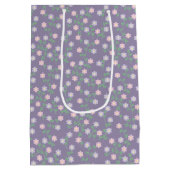 Purple Floral Birthday Mittlere Geschenktüte (Rückseite)