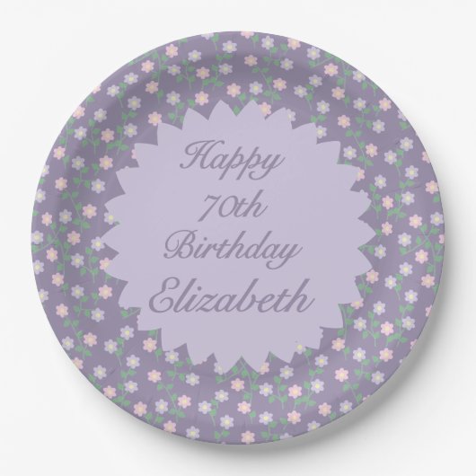 Purple Floral Birthday Pappteller (Vorderseite)