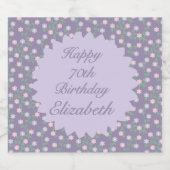 Purple Floral Birthday Schaumweinetikett (Einzelnes Label)