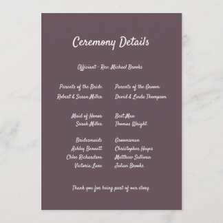 Purple Floral Botanical Wedding Programm