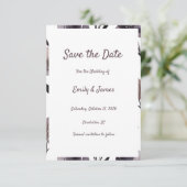Purple Floral Botanical Wedding Save The Date (Stehend Vorderseite)