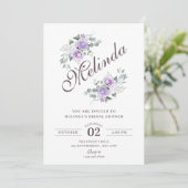 Purple floral bridal shower einladung (Stehend Vorderseite)