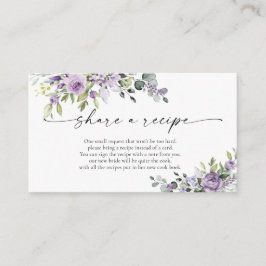 Purple Floral Bridal Shower Share A Recipe  Begleitkarte