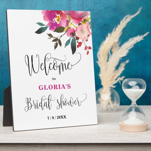 Purple Floral  Bridal Shower Welcome  Fotoplatte (Seite)