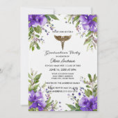 Purple Floral BSN Nursing Graduation Invitation |  Einladung (Vorderseite)