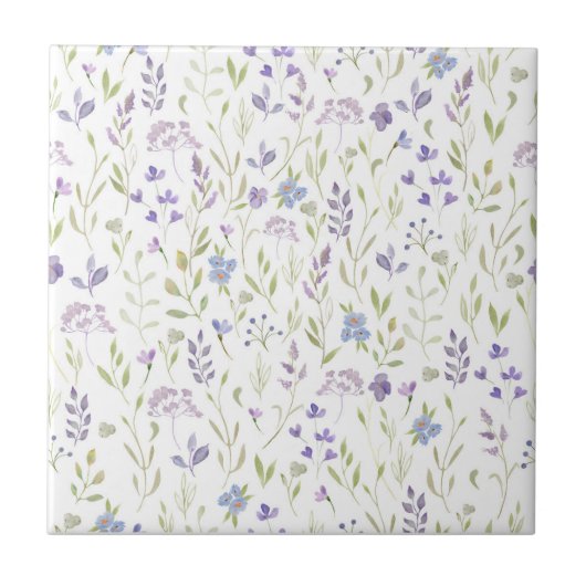 Purple Floral Ceramic Tile Fliese (Vorderseite)