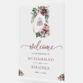 Purple Floral Crest Muslim Wedding Welcome Acrylschild (Winkel)
