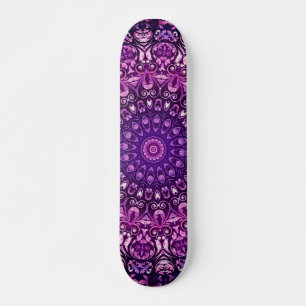 Purple Floral Damask Pattern Skateboard