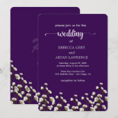 Purple Floral Elegant Wedding Invitation Einladung (Vorne/Hinten)