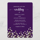 Purple Floral Elegant Wedding Invitation Einladung (Vorderseite)