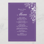 Purple Floral Elegant Wedding Menükarte (Vorderseite)
