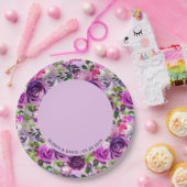 Purple Floral Elegant Wedding Pappteller (Party)
