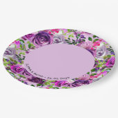 Purple Floral Elegant Wedding Pappteller (Schrägansicht)