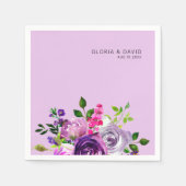 Purple Floral Elegant Wedding Serviette (Vorderseite)
