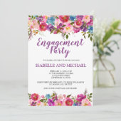 Purple Floral Engagement Party Einladungen (Stehend Vorderseite)