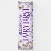 Purple Floral Fairy First Birthday Banner (Vertikal)