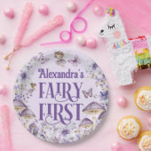 Purple Floral Fairy First Round Pappteller (Party)