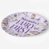 Purple Floral Fairy First Round Pappteller (Schrägansicht)
