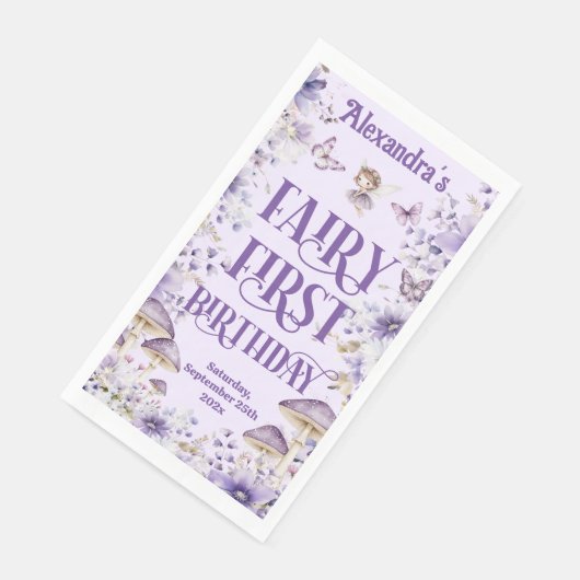 Purple Floral Fairy First  Serviette (Ecke)